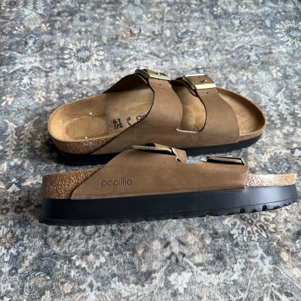 Birkenstock Papillio Arizona Suede Nubuck Platform Sandals - Picture 4 of 11